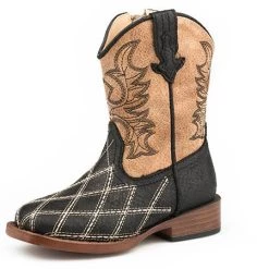 Roper Toddler Black And Tan Square Toe Boot