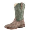 Roper Little Kids Brown And Green Cross Cut Diamond Square Toe Boots -Ariat Store 0901819000813
