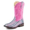 Kid's Roper Pink Chevron Glitter Square Toe Cowboy Boots -Ariat Store 0901819012922