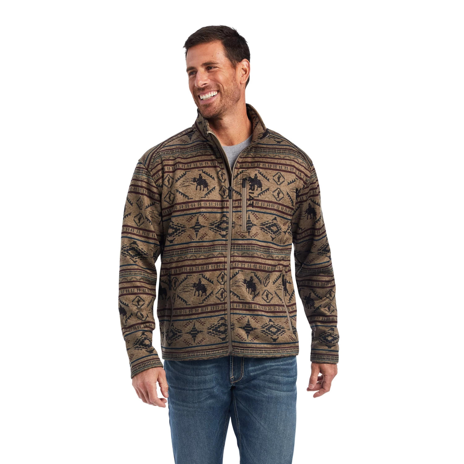 Ariat Brown Southwest Zip Sweater 3 Ariat Brown Southwest Zip Sweater