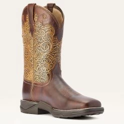 Ariat Clay And Brown Floral Square Toe Boots -Ariat Store 10042421 medial warm 1