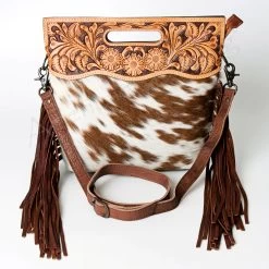 American Darling Brown And White Hide Fringe Purse 8 American Darling Brown And White Hide Fringe Purse -Ariat Store 111479 C
