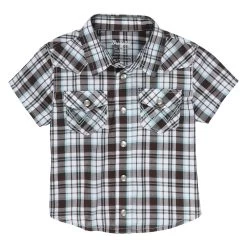 Wrangler Brown And Green Plaid Short Sleeve