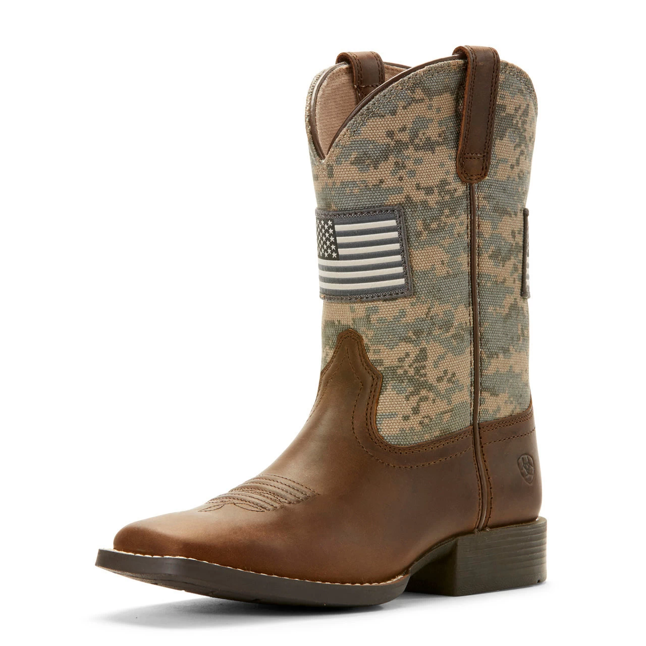 Ariat Kid's Sage And Brown Camo Patriot Square Toe Boot 3 Ariat Kid's Sage And Brown Camo Patriot Square Toe Boot