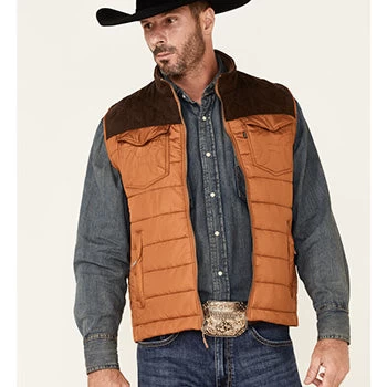 Hooey Men's Tan With Brown Micro Suede Yoke Vest 3 Hooey Men's Tan With Brown Micro Suede Yoke Vest