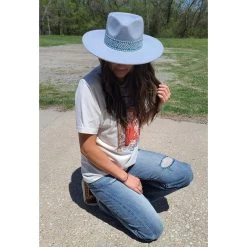 Ladies Blue Fedora Aztec Band -Ariat Store 20220413 134941