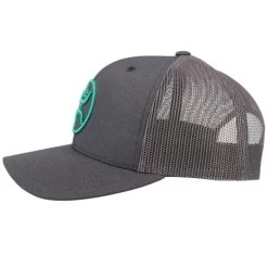 Hooey Mid Profile Grey Cap-Turq Hooey O Logo -Ariat Store 2109T gy 1