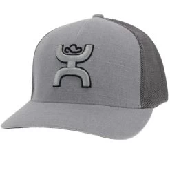 Hooey Mid-Profile Grey And Black Cap-Silver Hooey Logo