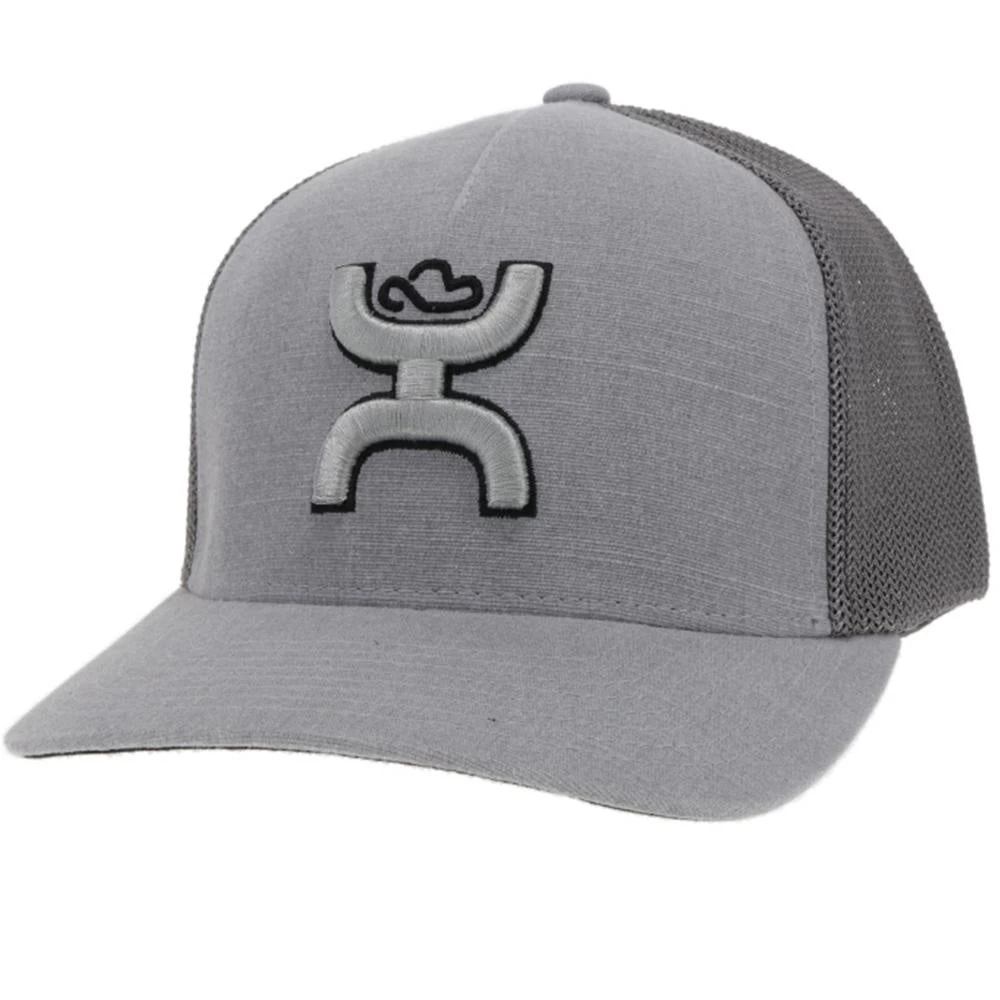 Hooey Mid-Profile Grey And Black Cap-Silver Hooey Logo 3 Hooey Mid-Profile Grey And Black Cap-Silver Hooey Logo