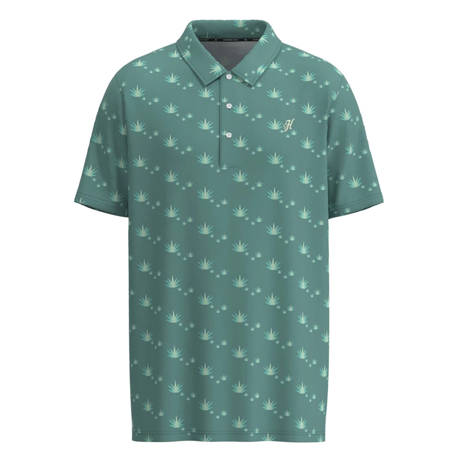 Hooey Men's Teal Agave Leaf Print Polo 3 Hooey Men's Teal Agave Leaf Print Polo
