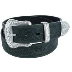 Ariat Men's Black Floral Embossed Belt