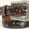 Ariat Girl's Floral Diamond Concho Turquoise Inlay Belt -Ariat Store Ariat Girls Fashion Belt prdcode 66574 s a1302402