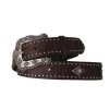 Women's Brown Tooling With Sliver Diamond Stud Belt -Ariat Store BLT512 20