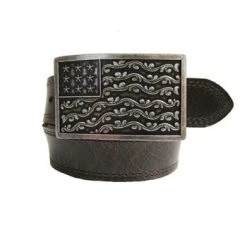 Kid's Brown With American Flag Buckle Belt