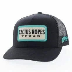 Hooey YOUTH Black Cap-Turq./Cream Cactus Ropes Patch