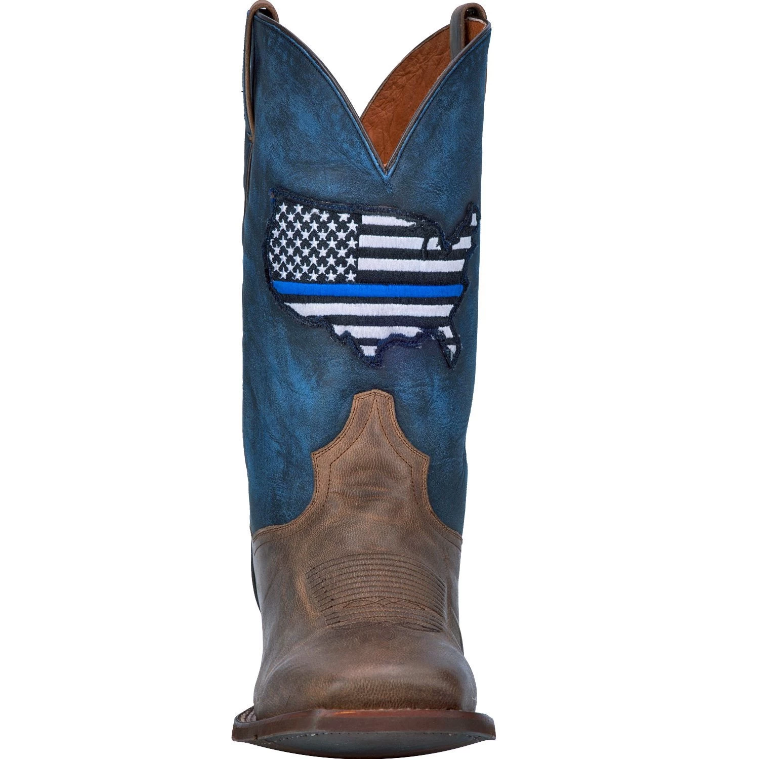 Dan Post Men's Brown Thin Blue Line Flag Square Toe Boot 6 Dan Post Men's Brown Thin Blue Line Flag Square Toe Boot - Image 4