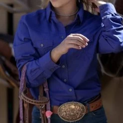 Ladies Hooey Blu Sol Competition Long Sleeve Button Down