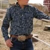 Cinch Boys Navy Paisley Shirt -Ariat Store MTW7060305