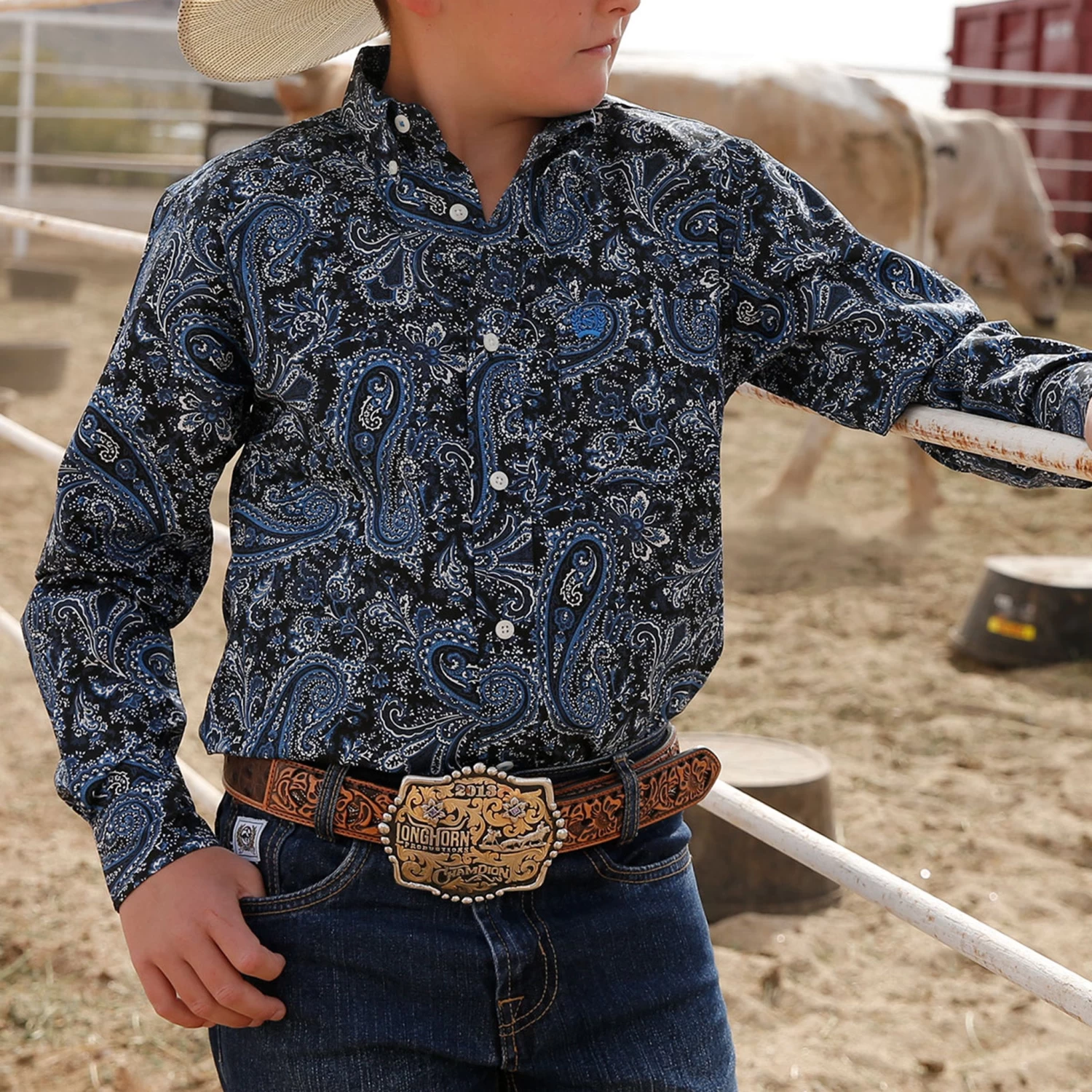 Cinch Boys Navy Paisley Shirt 3 Cinch Boys Navy Paisley Shirt