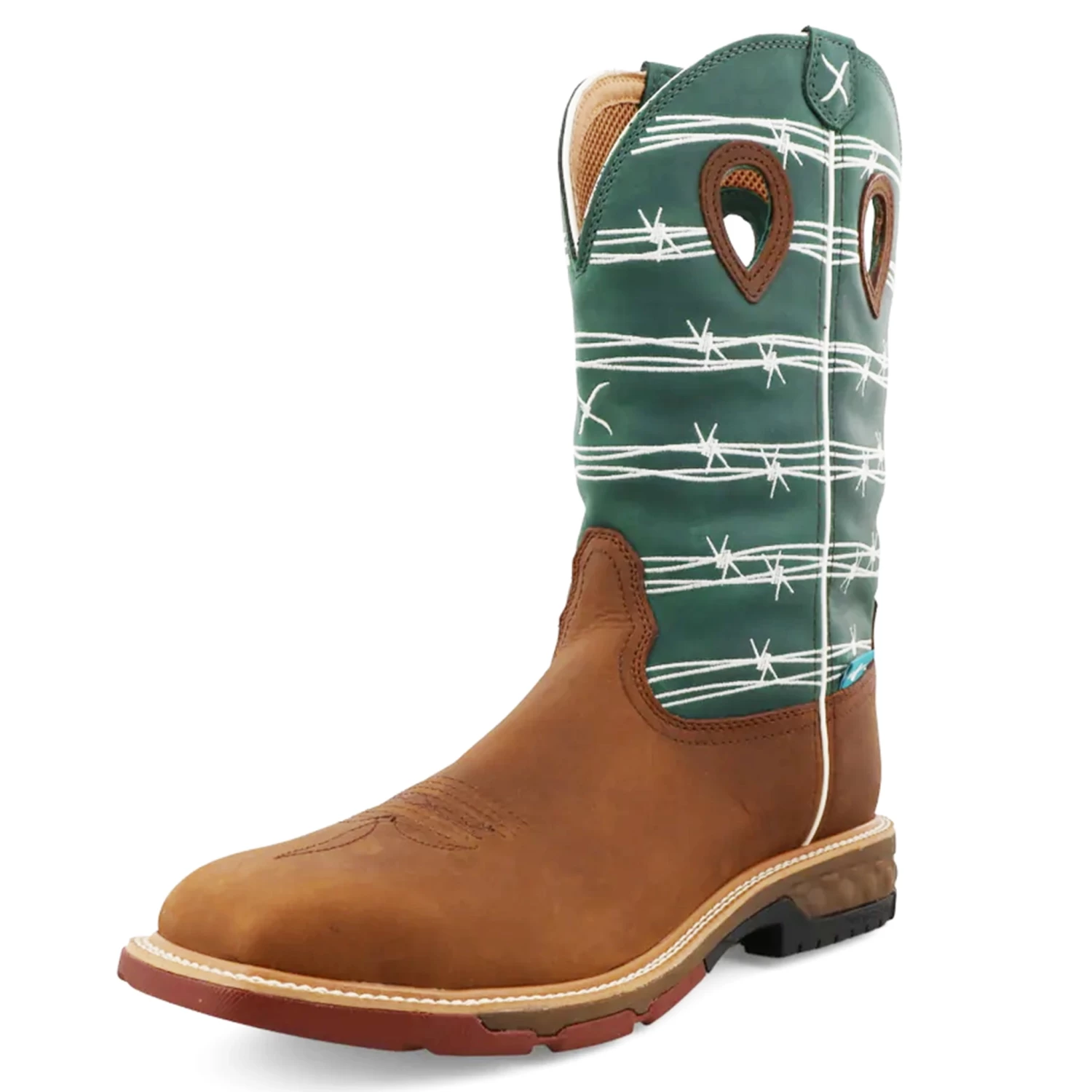 Twisted X Men's 12" Waterproof Alloy Toe Pull-On Work Boot-Green Top 3 Twisted X Men's 12" Waterproof Alloy Toe Pull-On Work Boot-Green Top
