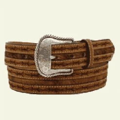 Nocona Brown And Barb Wire Edge Hide Belt