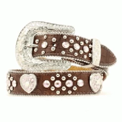 Girl's Nocona Brown Heart Concho Belt
