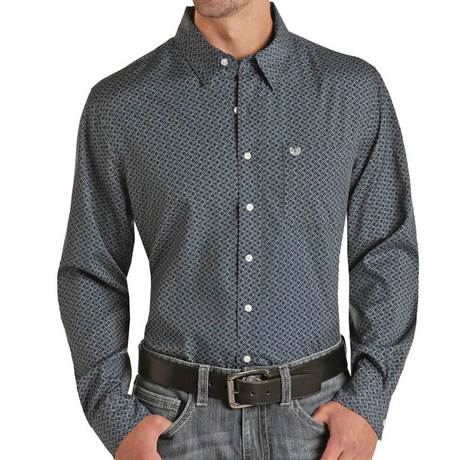 Panhandle Men's Blue Diamond Geo Shirt 3 Panhandle Men's Blue Diamond Geo Shirt