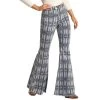 Rock & Roll Cowgirl Medium Wash Aztec Flare Jeans