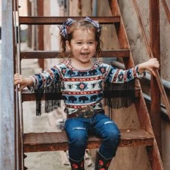 Shea Baby Buffalo Fringe Long Sleeve Shirt