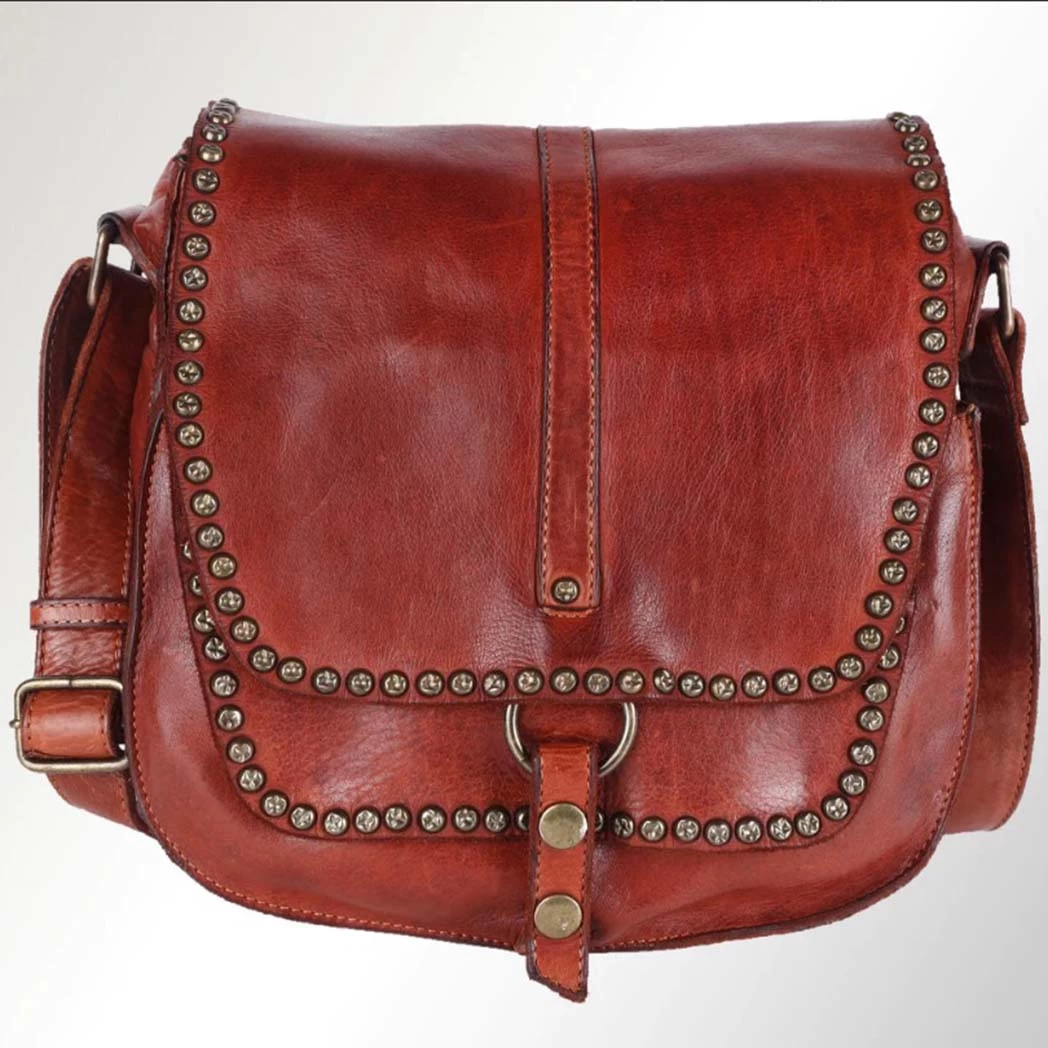 Spaghetti Western Messenger Bag W/ Studding Cognac 4 Spaghetti Western Messenger Bag W/ Studding Cognac - Image 2