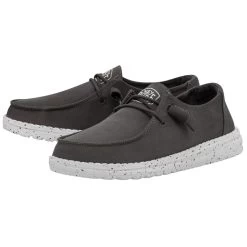 Heydude Hey Dude Women's Wendy Slub Canvas Dark Grey Shoes