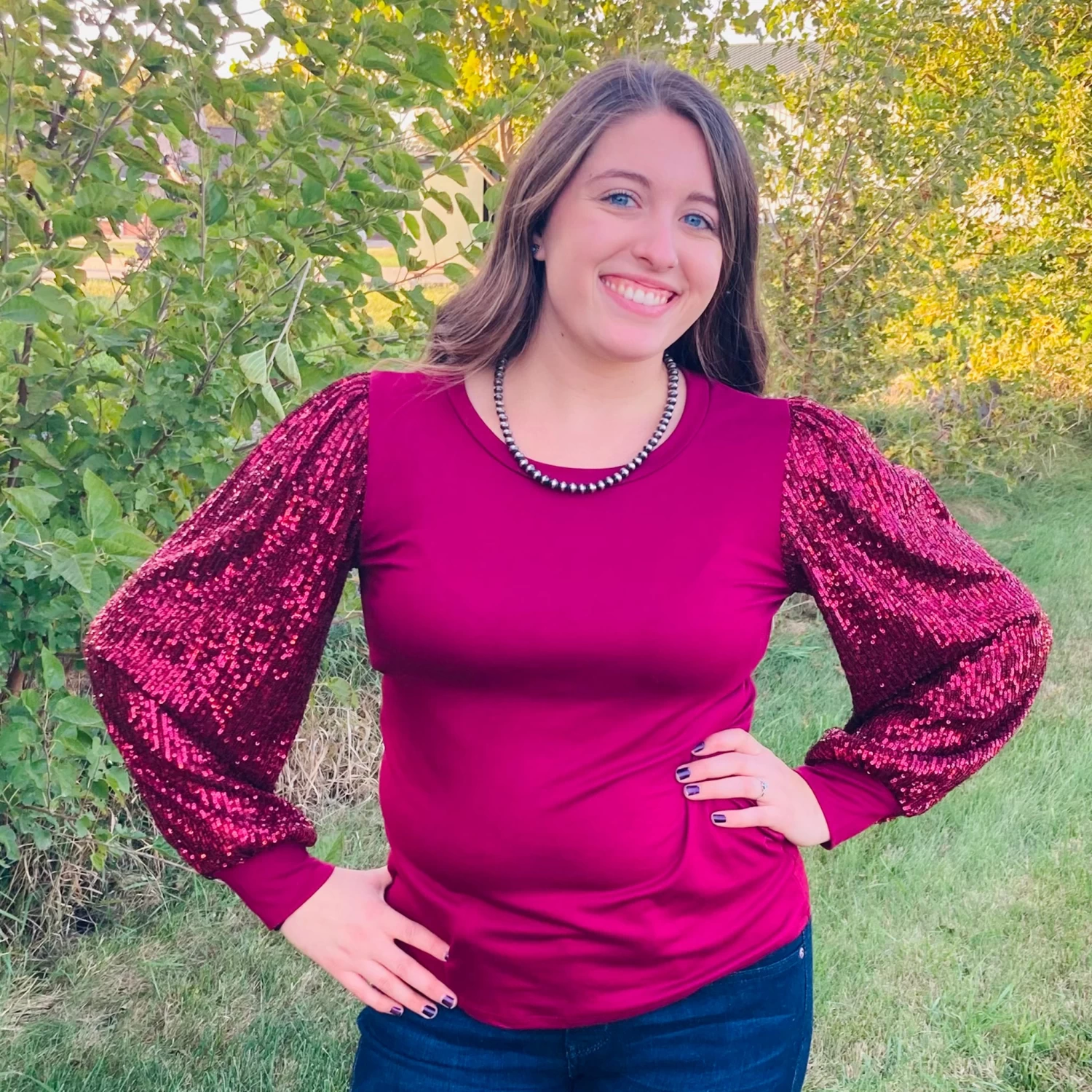 Solid Sequins Long Sleeve Shirt 4 Solid Sequins Long Sleeve Shirt - Image 2