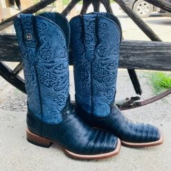 Tanner Mark Women's Black Caiman & Blue Square Toe Boots 9 Tanner Mark Women's Black Caiman & Blue Square Toe Boots -Ariat Store TML207103b