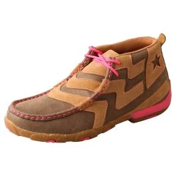Twisted X Women's Brown And Pink Zig Zag Flag Moc