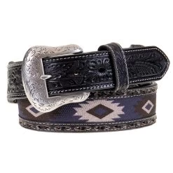 Nocona Grey Southwest Fabric Inlay Belt