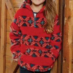Girls Aztec Fleece Pullover