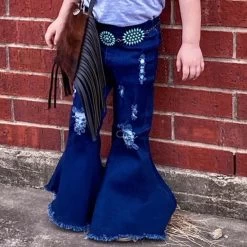 Toddler Distressed Denim Bells
