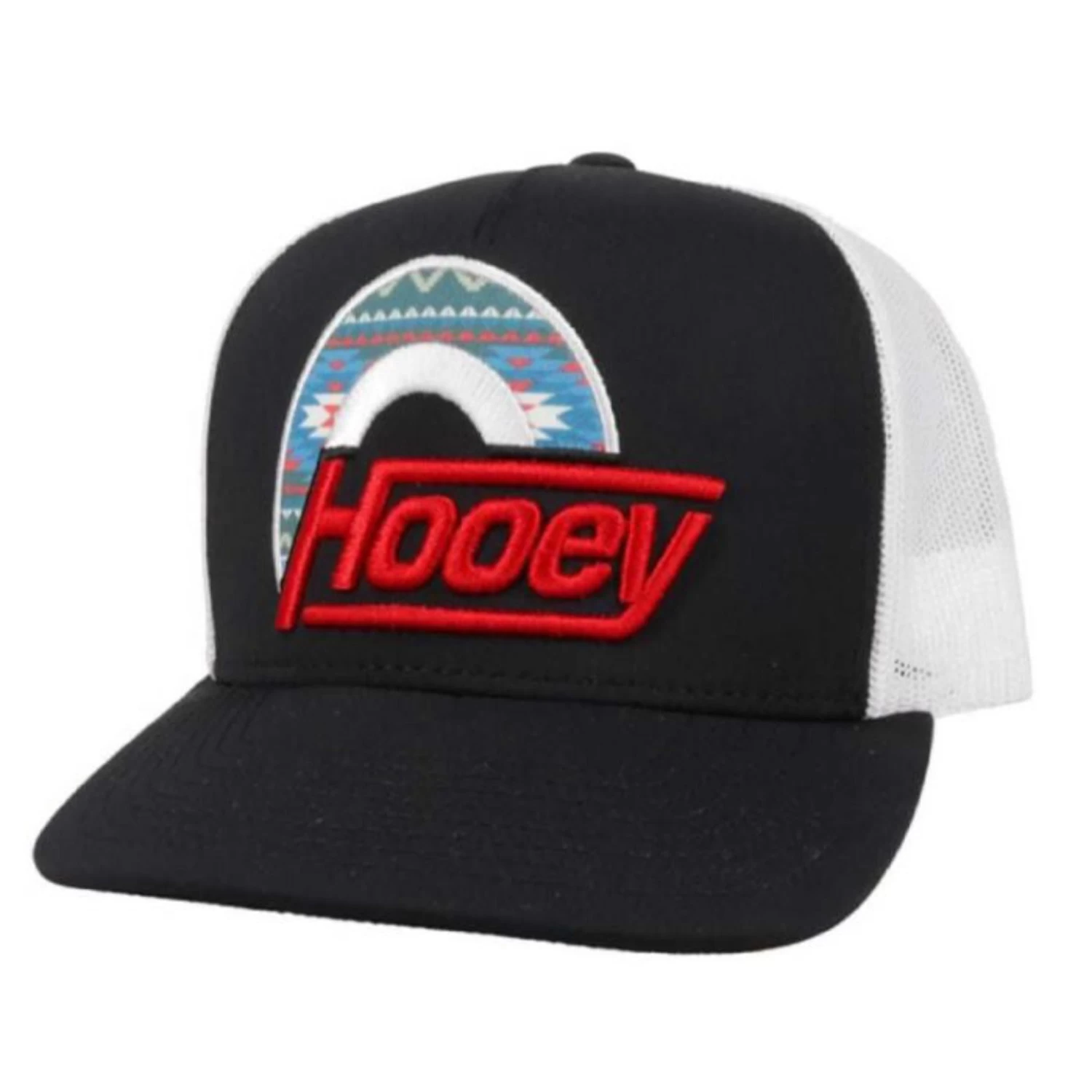 Hooey YOUTH Black/White Suds Cap-Aztec/Red Hooey Patch 3 Hooey YOUTH Black/White Suds Cap-Aztec/Red Hooey Patch