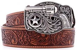 Justin Kid's Brown Floral Gun Buckle Belt