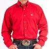 Cinch Solid Red Long Sleeve Shirt -Ariat Store mtw1103313 1295 detail