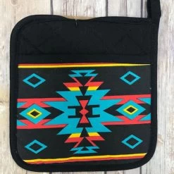 Black With Turquoise Aztec Pot Holder