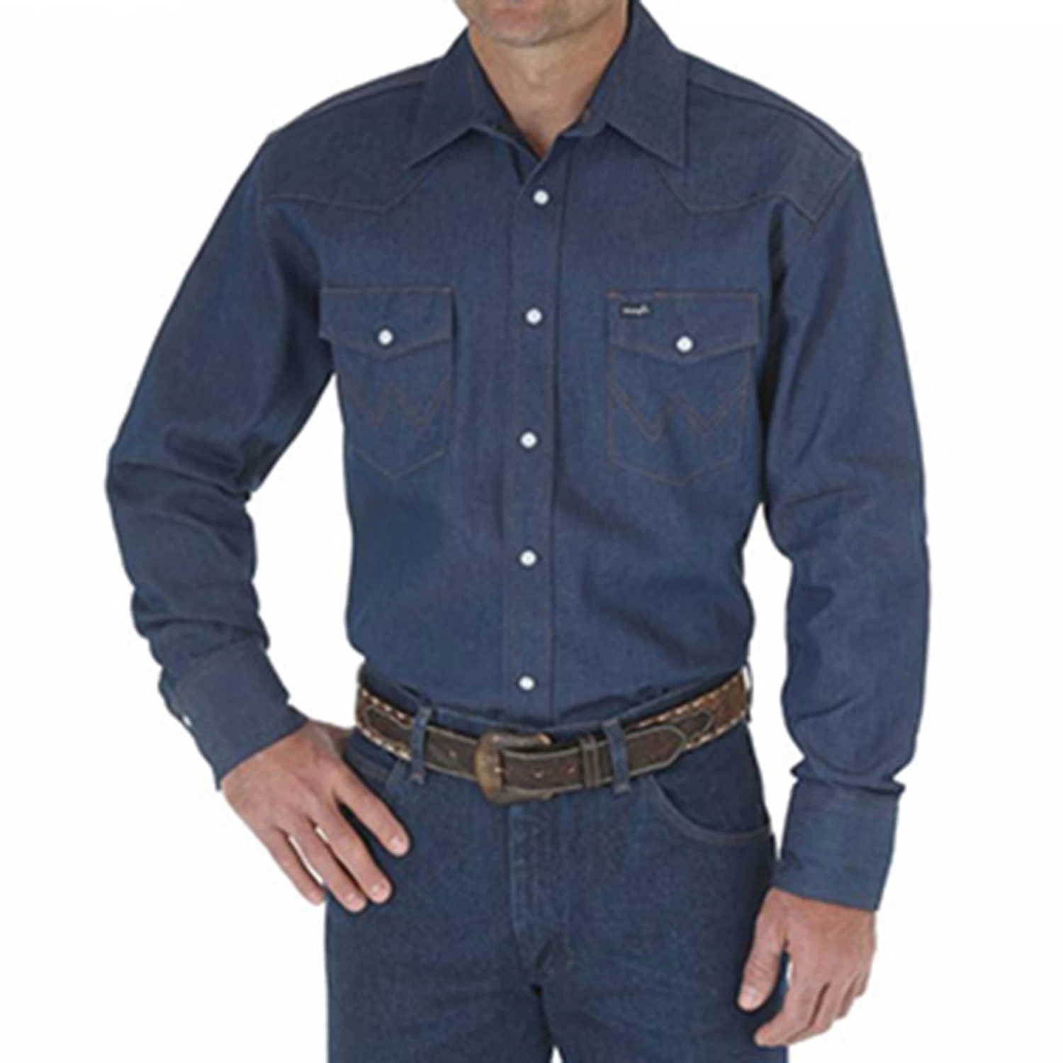 Wrangler Dark Denim Work Shirt 3 Wrangler Dark Denim Work Shirt